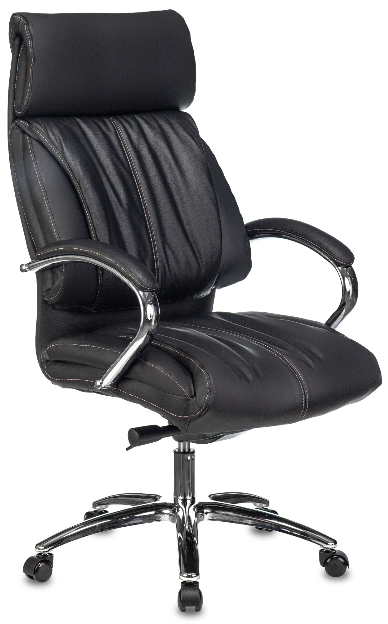 Кресло руководителя Бюрократ Т-9904SL/BLACK черный  кожа крестовина хром