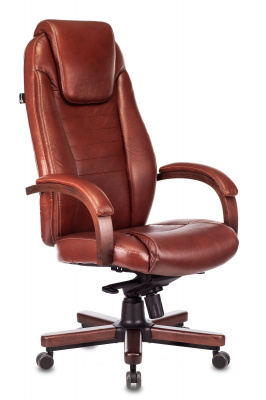 Кресло руководителя Бюрократ Т-9923WALNUT/BROWN коричневый кожа крестовина дерево