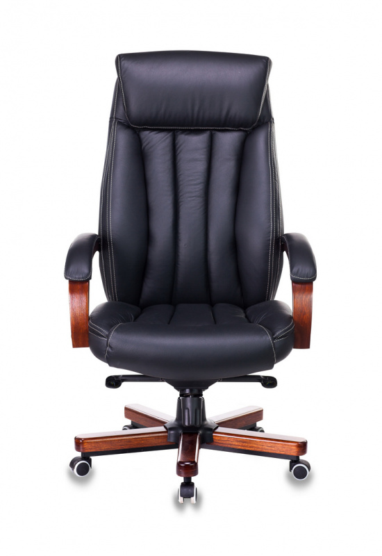 Кресло руководителя Бюрократ Т-9922WALNUT/BLACK черный кожа крестовина дерево