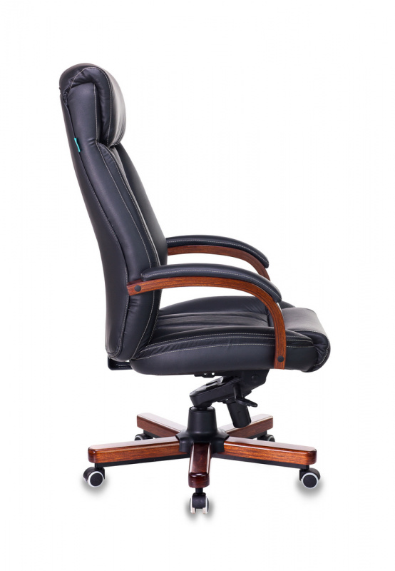 Кресло руководителя Бюрократ Т-9922WALNUT/BLACK черный кожа крестовина дерево