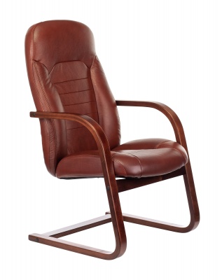 Кресло руководителя Бюрократ Т-9923WALNUT-AV светло-коричневый  кожа полозья  дерево