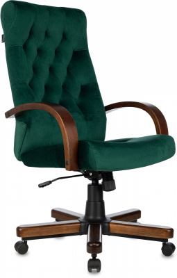 Кресло руководителя Бюрократ Т-9928/WALNUT Fabric зеленый крестовина металл/дерево