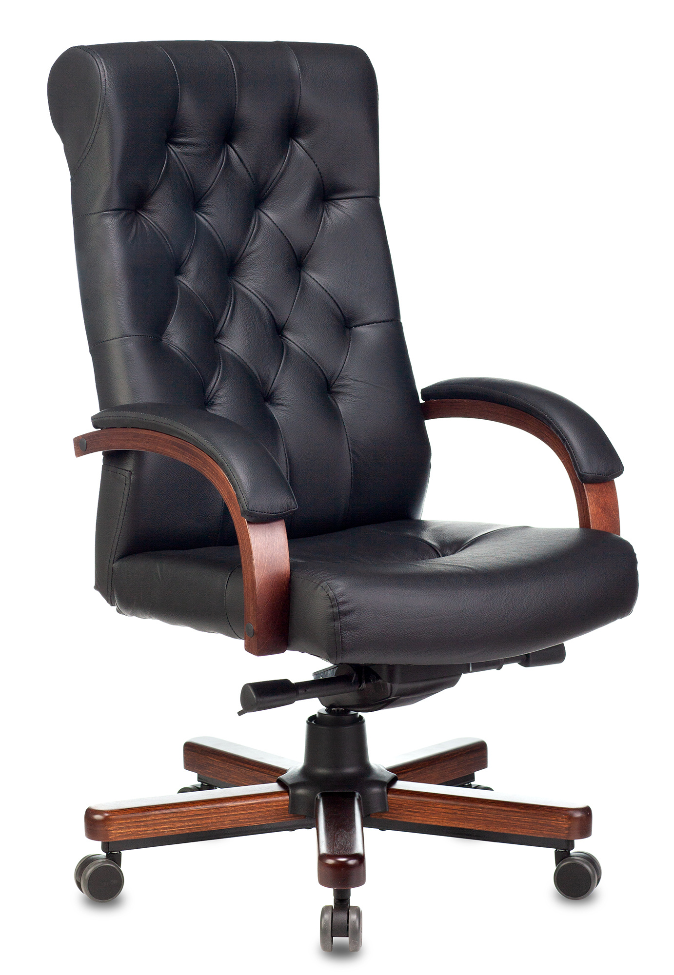 Кресло руководителя Бюрократ Т-9928/WALNUT черный кожа