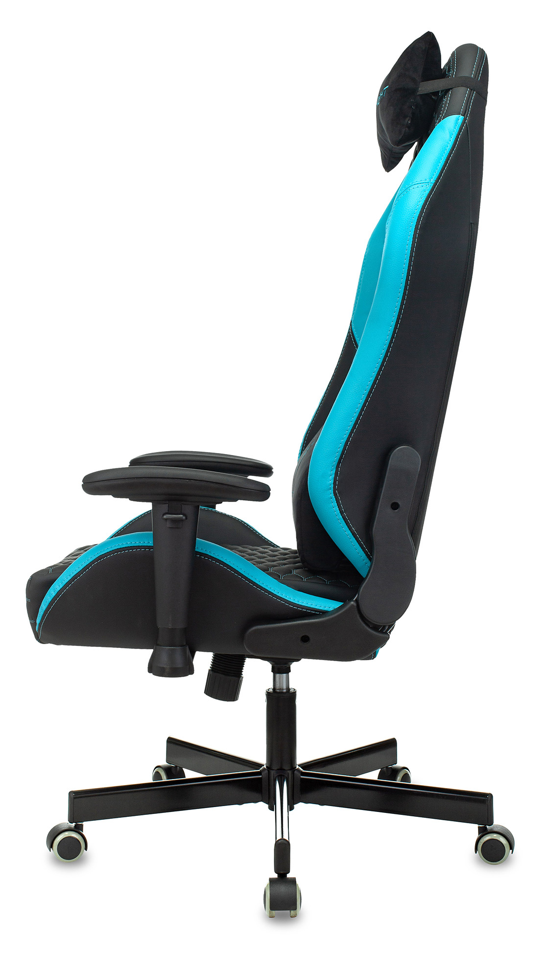 Кресло игровое Бюрократ Knight Neon черный/голубой соты эко.кожа