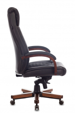 Кресло руководителя Бюрократ Т-9924WALNUT/BLACK черный кожа с подголовником металл/ дерево