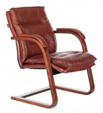 Кресло руководителя Бюрократ Т-9927WALNUT-AV светло-коричневый кожа полозья дерево