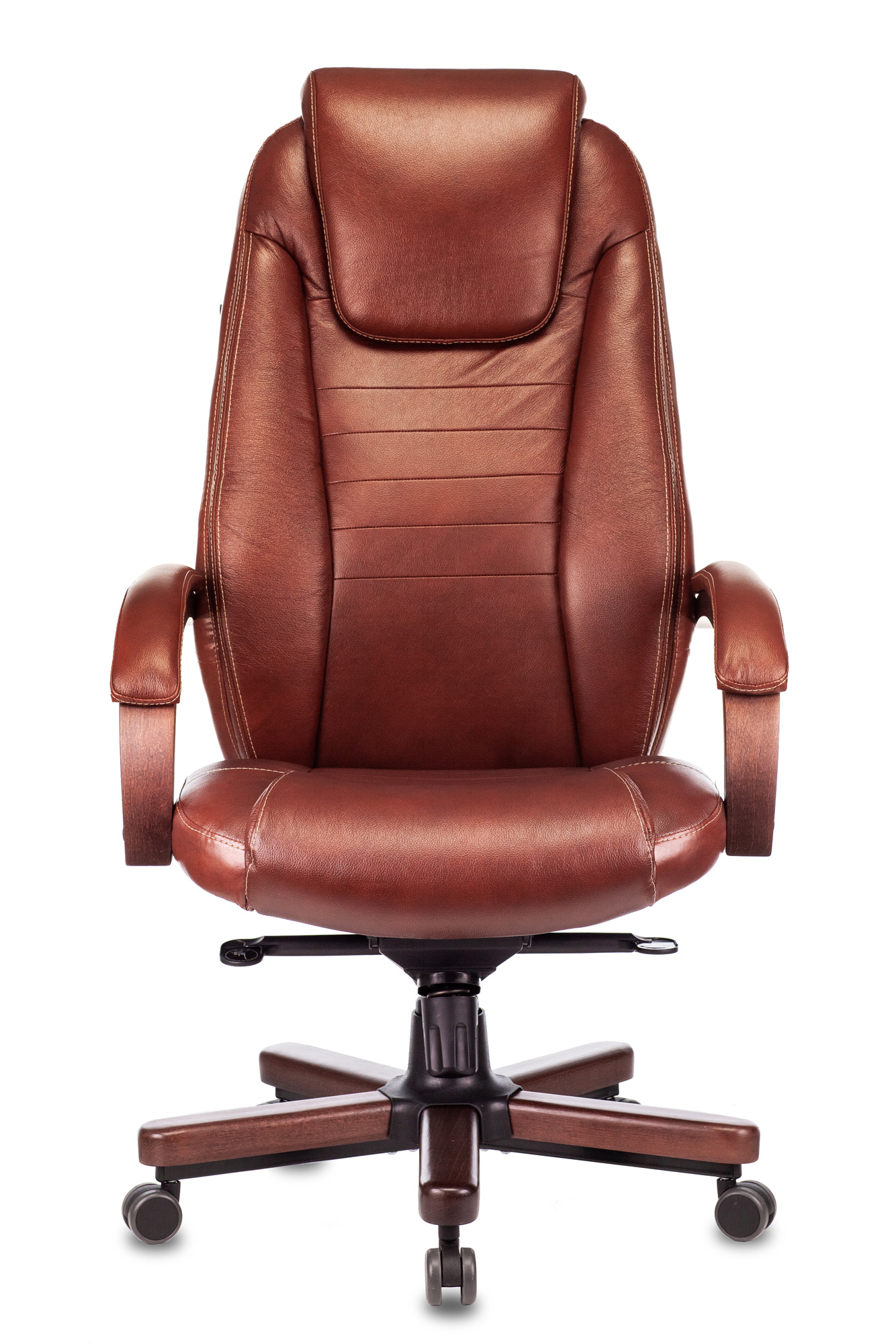 Кресло руководителя Бюрократ Т-9923WALNUT/BROWN коричневый кожа крестовина дерево