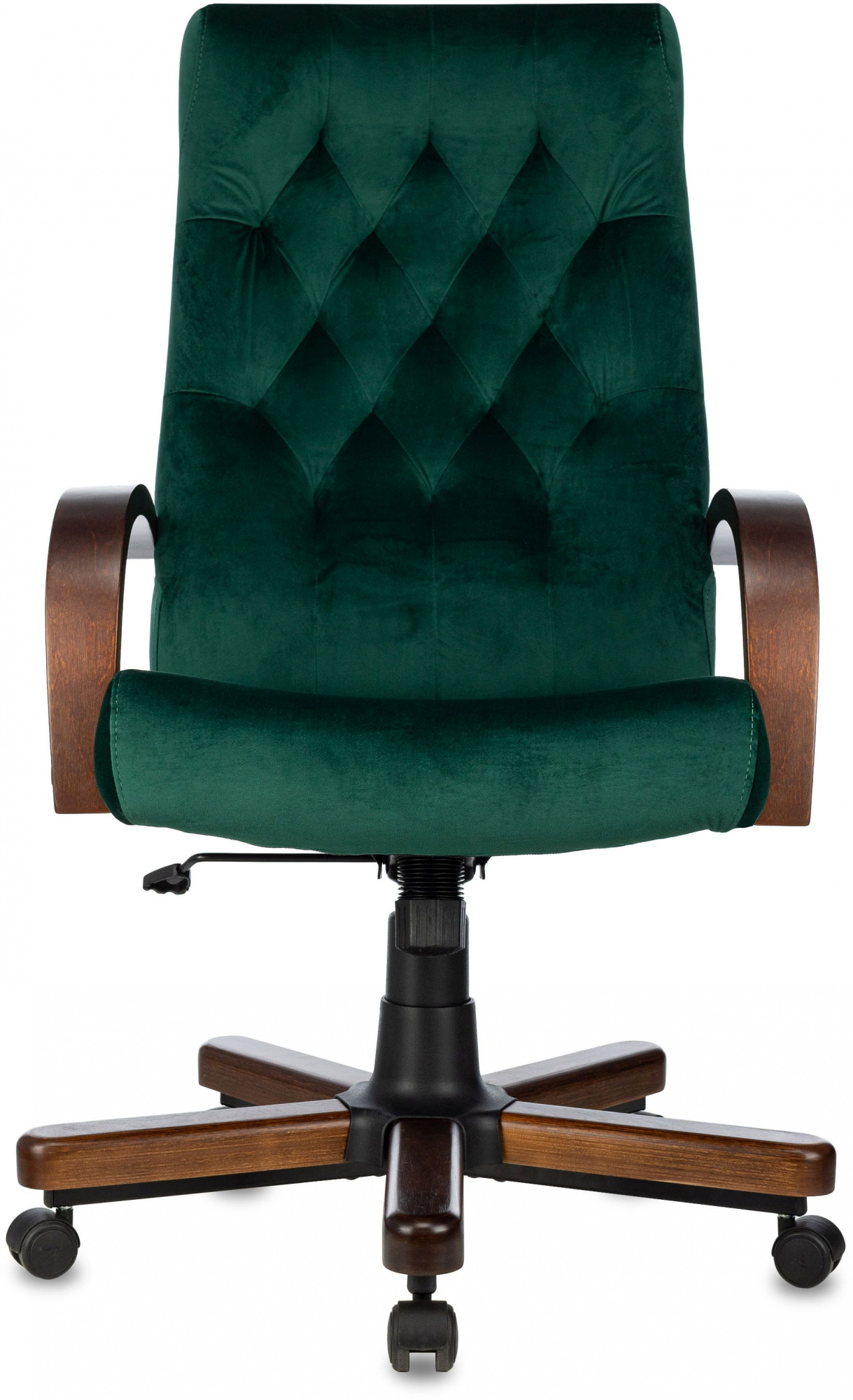 Кресло руководителя Бюрократ Т-9928/WALNUT Fabric зеленый крестовина металл/дерево