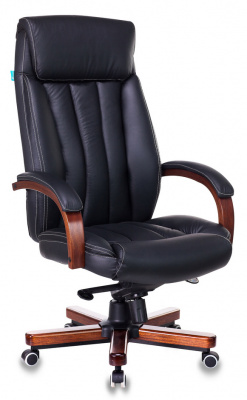 Кресло руководителя Бюрократ Т-9922WALNUT/BLACK черный кожа крестовина дерево
