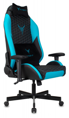 Кресло игровое Бюрократ Knight Neon черный/голубой соты эко.кожа