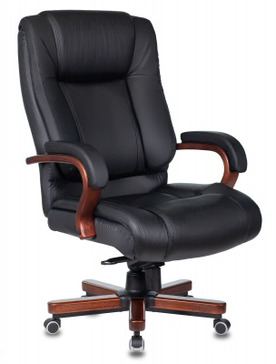 Кресло руководителя Бюрократ Т-9925WALNUT/BLACK черный кожа