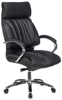 Кресло руководителя Бюрократ Т-9904SL/BLACK черный  кожа крестовина хром