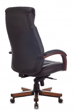 Кресло руководителя Бюрократ Т-9924WALNUT/BLACK черный кожа с подголовником металл/ дерево