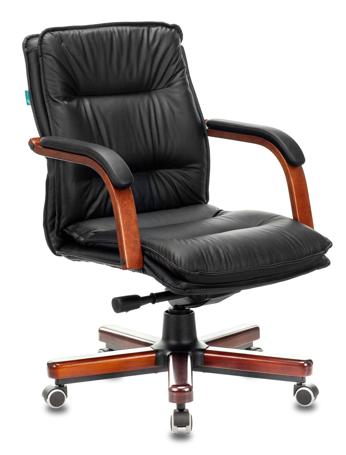 Кресло руководителя Бюрократ Т-9927WALNUT-LOW черный  кожа низк.спин крестовина металл/дерево